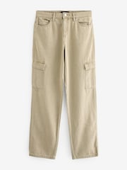 Khaki Green 100% Cotton Cargo Straight Leg Jeans - Image 5 of 6