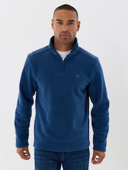 Threadbare Blue Quarter Zip Fitness Fleece - Image 1 of 4