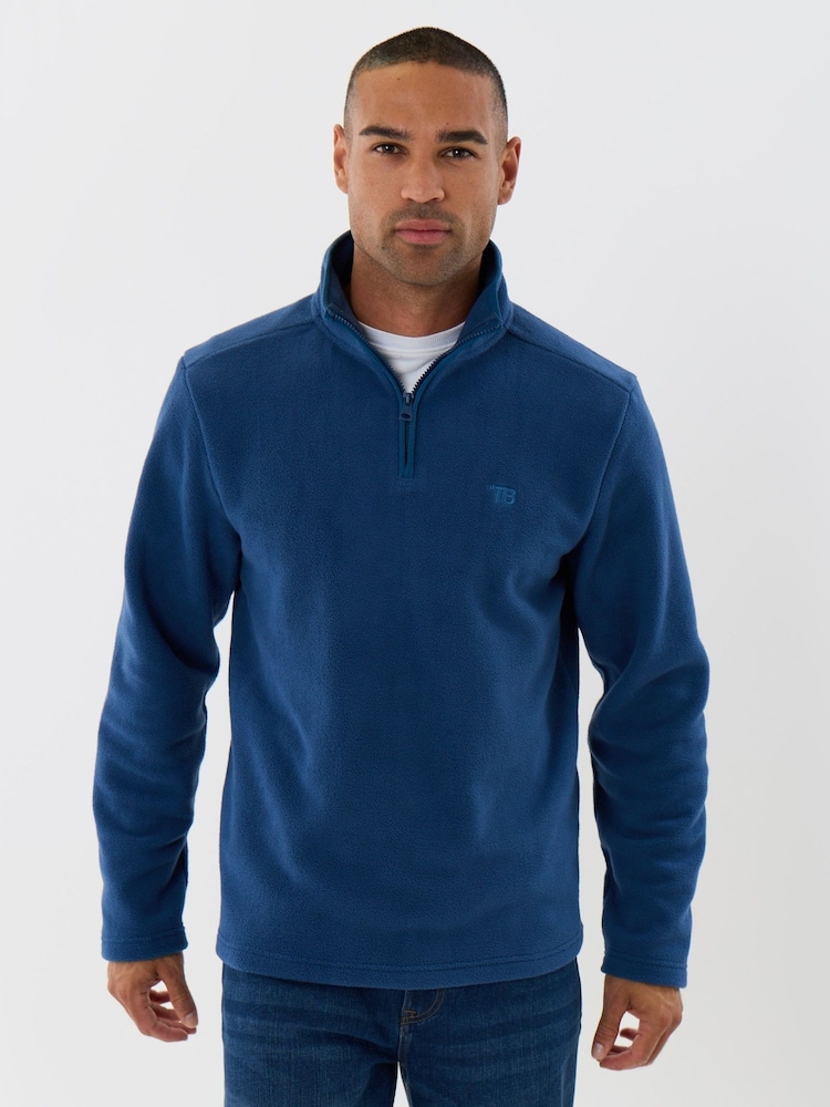 Threadbare Blue Quarter Zip Fitness Fleece - Image 1 of 4 Threadbare Blue Quarter Zip Fitness Fleece - Image 1 of 4
