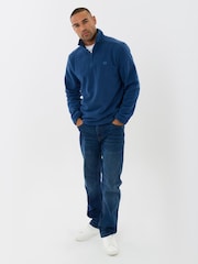 Threadbare Blue Quarter Zip Fitness Fleece - Image 4 of 4