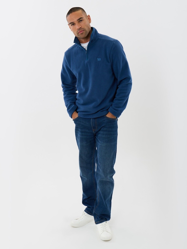 Threadbare Blue Quarter Zip Fitness Fleece - Image 4 of 4 Threadbare Blue Quarter Zip Fitness Fleece - Image 4 of 4