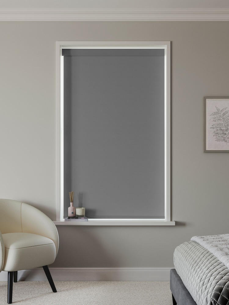 Mercury Grey Glow Made to Measure Blackout Roller Blind - Image 2 of 6