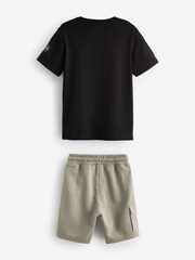 Black/Khaki Utility 100% Cotton T-Shirt and Shorts Set (3-16yrs) - Image 2 of 3