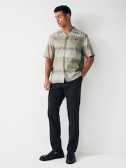 Fred Perry Beige Abstract Sound Wave Short Sleeve Resort Shirt - Image 1 of 2