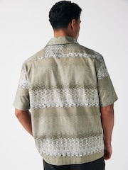 Fred Perry Beige Abstract Sound Wave Short Sleeve Resort Shirt - Image 2 of 2