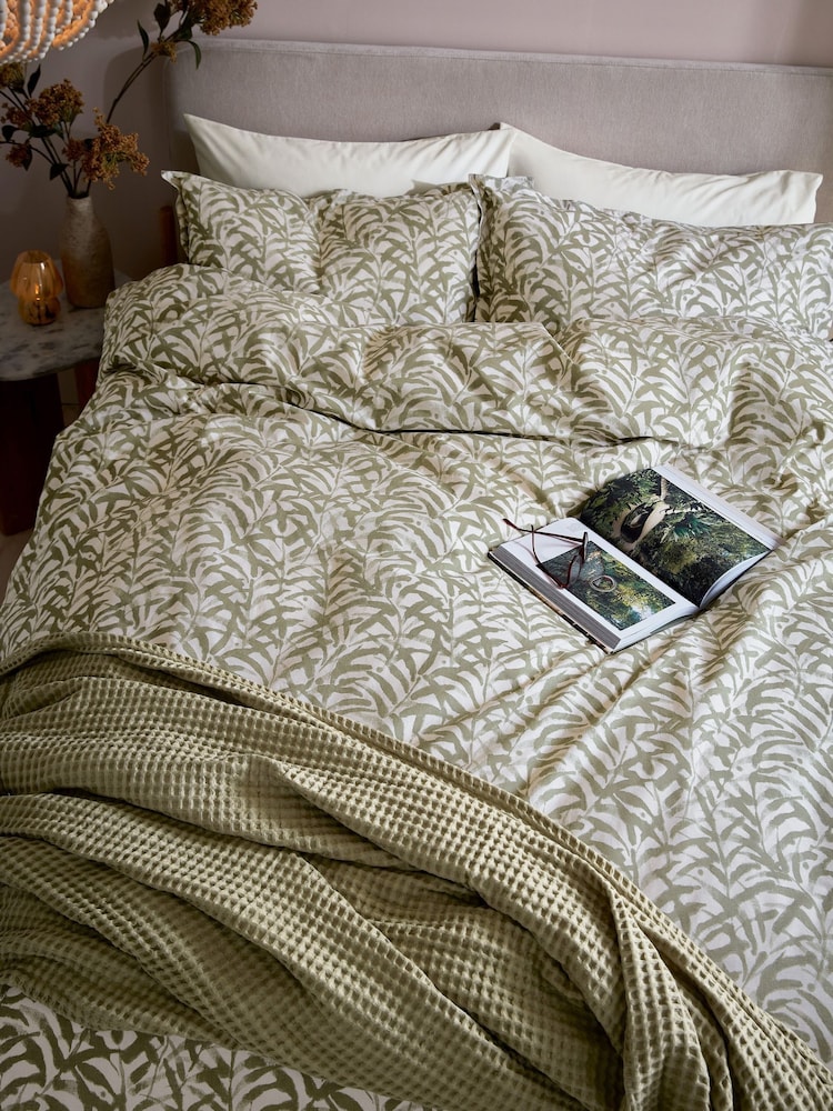 ABIGAIL AHERN x MURMUR Sage Green Cleo Duvet Cover & Pillowcase Set - Image 1 of 5 ABIGAIL AHERN x MURMUR Sage Green Cleo Duvet Cover & Pillowcase Set - Image 1 of 5