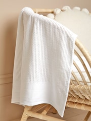 JoJo Maman Bébé White Woven Cellular Blanket - Image 1 of 5