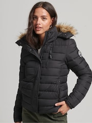 Superdry Black Classic Faux Fur Fuji Padded Jacket - Image 1 of 6