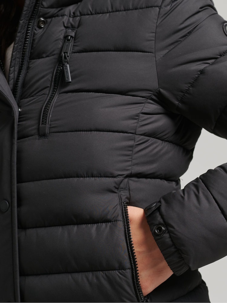 Superdry Black Classic Faux Fur Fuji Padded Jacket - Image 6 of 6