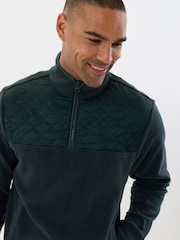 Threadbare Green Onion Quilted Quarter Zip Fleece - Image 1 of 4