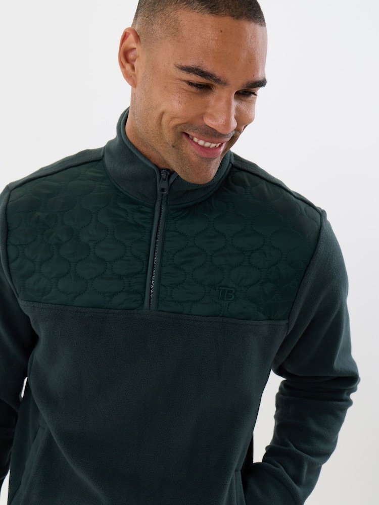 Threadbare Green Onion Quilted Quarter Zip Fleece - Image 1 of 4 Threadbare Green Onion Quilted Quarter Zip Fleece - Image 1 of 4