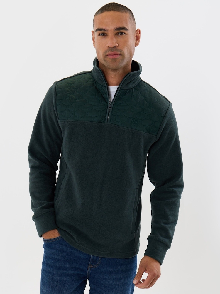 Threadbare Green Onion Quilted Quarter Zip Fleece - Image 2 of 4 Threadbare Green Onion Quilted Quarter Zip Fleece - Image 2 of 4