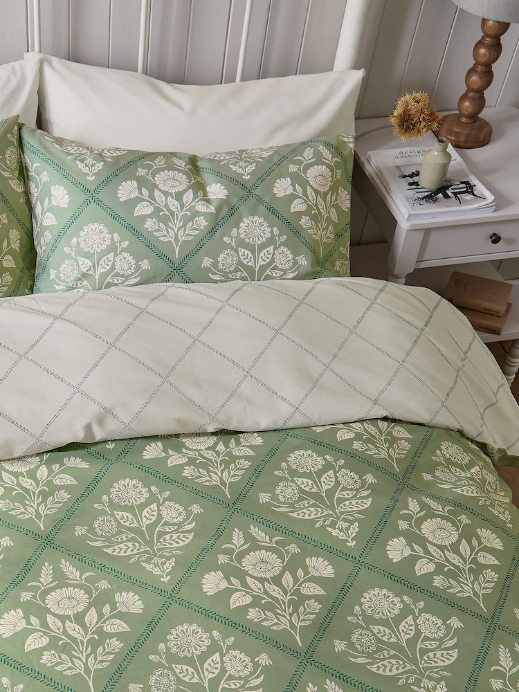 Set ng Pantakip sa Duvet at Pillowcase na may Bulaklak na Helena Springfield Folk Trellis - Larawan 1 ng 5 Set ng Pantakip sa Duvet at Pillowcase na may Bulaklak na Helena Springfield Folk Trellis - Larawan 1 ng 5