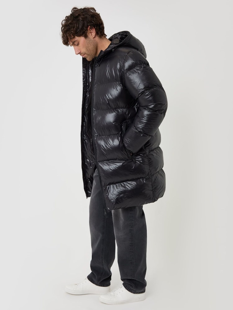 Threadbare Longline Showerproof Hooded Puffer Coat - Bild 1 av 4