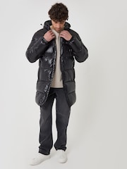 Threadbare Longline Showerproof Hooded Puffer Coat - Bild 3 av 4