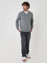 Threadbare Grey Soft V-Neck Jumper - Image 3 of 4