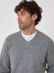 Threadbare Grey Soft V-Neck Jumper - Image 4 of 4