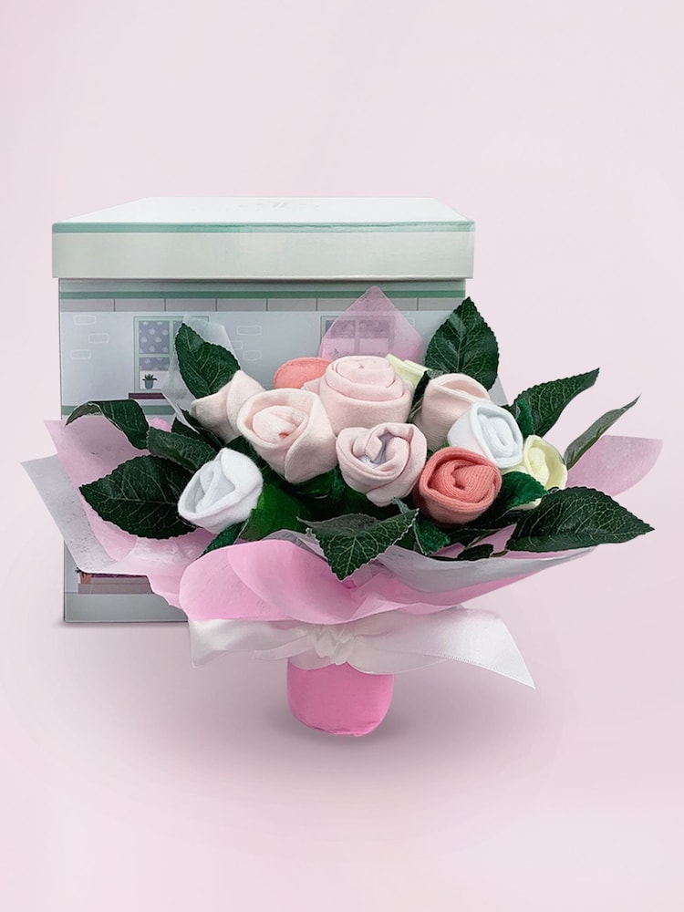 Babyblooms Baby Pink Gift Hamper with Personalised 100% Cotton Bunny Soft Toy - Image 1 of 4