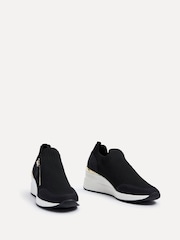 Linzi Black Adler Flyknit Wedged Sneakers With Zip Detail - Image 4 of 6