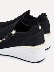 Linzi Black Adler Flyknit Wedged Sneakers With Zip Detail - Image 6 of 6