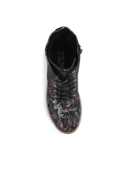 Pavers Black Floral Ladies Lace Up Ankle Boots - Image 4 of 5