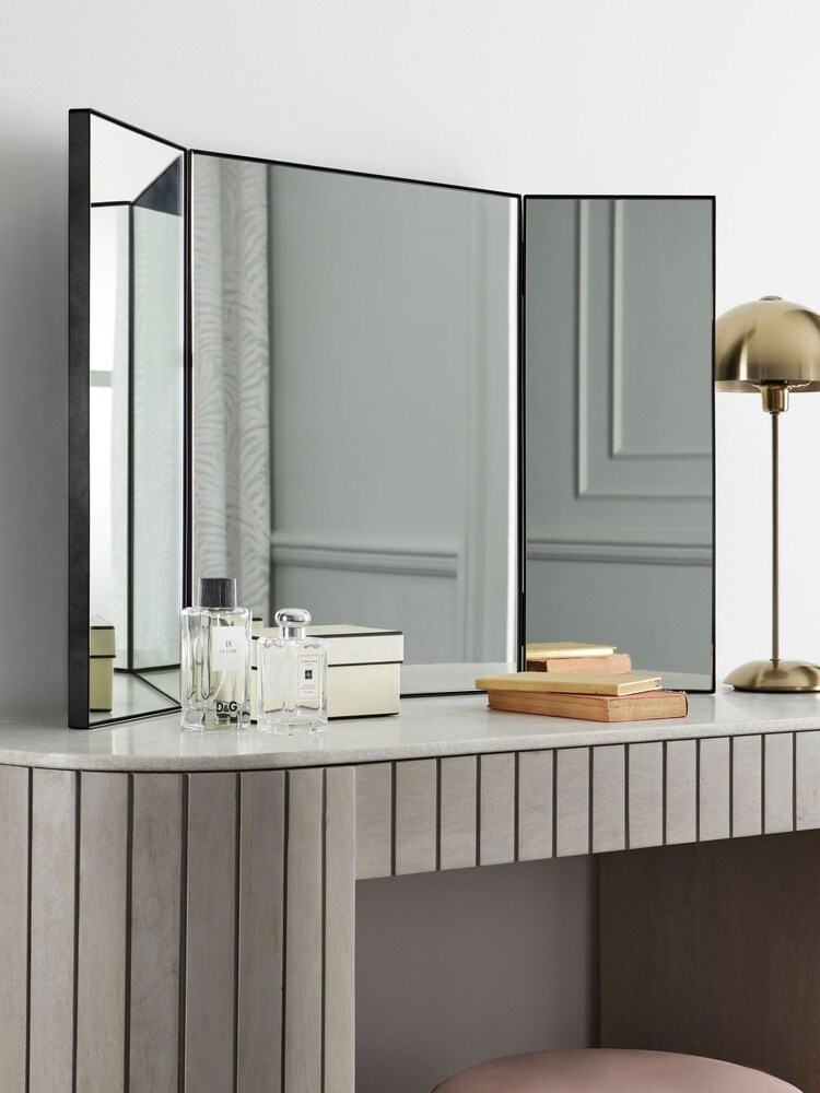 Black Tri-Fold Dressing Table Mirror - Image 1 of 5