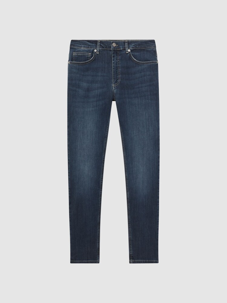 Reiss Indigo James Slim Fit Washed Jersey Jeans - Image 2 of 6