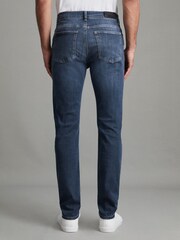 Reiss Indigo James Slim Fit Washed Jersey Jeans - Image 4 of 6