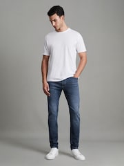 Reiss Indigo James Slim Fit Washed Jersey Jeans - Image 5 of 6