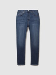 Reiss Indigo James Slim Fit Washed Jersey Jeans - Image 7 of 9