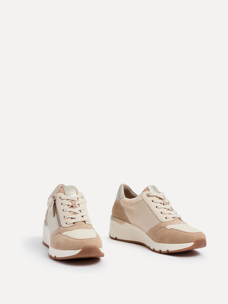 Linzi Nude Luca Lace-Up Trainers With Side Zip Detail - Image 3 of 5