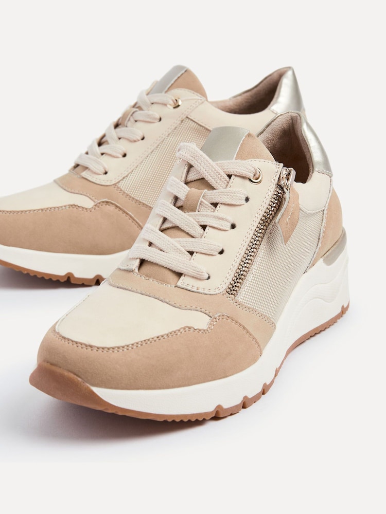 Linzi Nude Luca Lace-Up Trainers With Side Zip Detail - Image 4 of 5