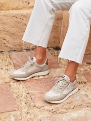 Linzi Nude Euston Lace Up Trainers With Zip Detail - Image 1 of 5