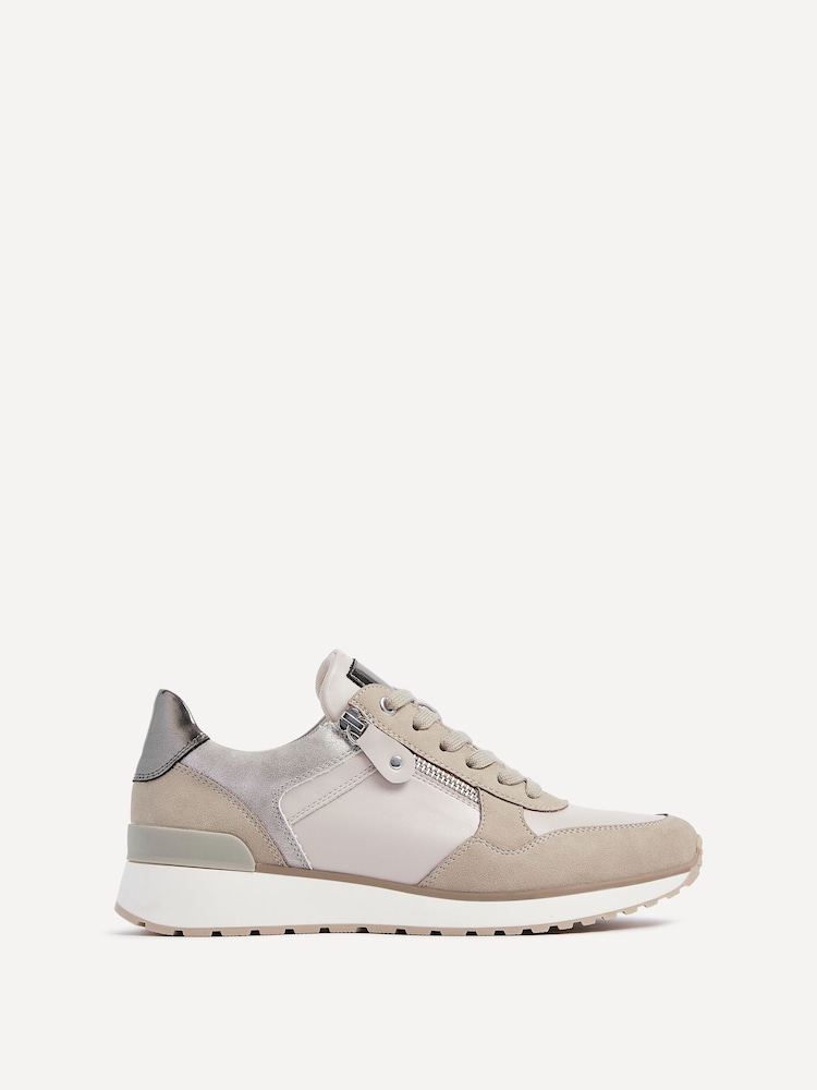 Linzi Nude Euston Lace Up Trainers With Zip Detail - Image 2 of 5