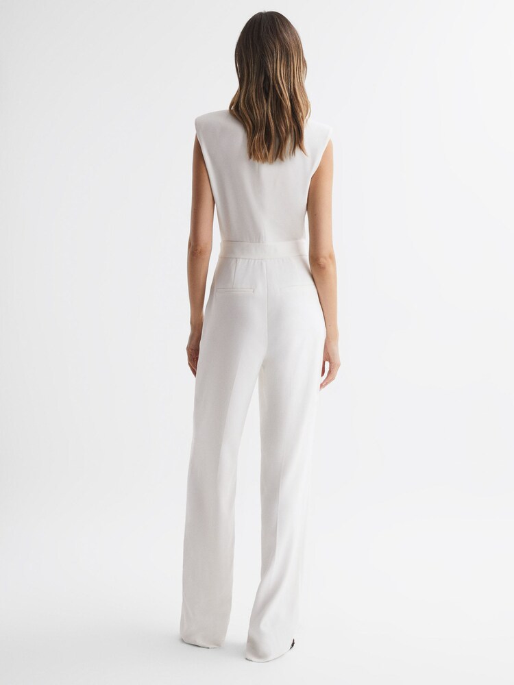 Kość słoniowa - Reiss Saskia Satin Lapel Jumpsuit - Image 4 of 5