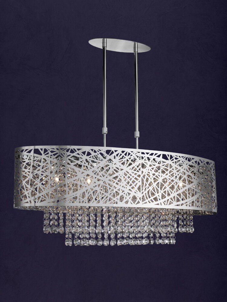 Searchlight Chrome/Crystal Mica 5 Light Semi Flush Ceiling Light - Image 1 of 2