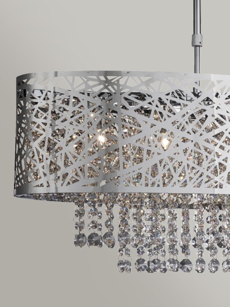 Searchlight Chrome/Crystal Mica 5 Light Semi Flush Ceiling Light - Image 2 of 2
