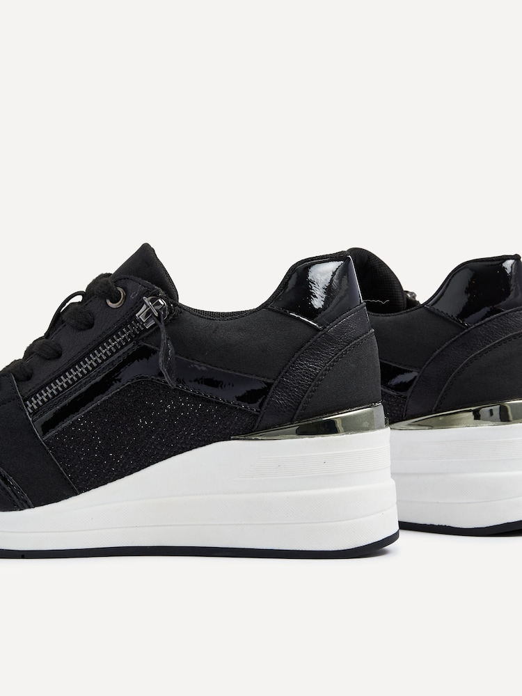 Negro - Zapatillas de deporte con cuña y detalle de purpurina Everett de Linzi - Imagen 5 de 5
