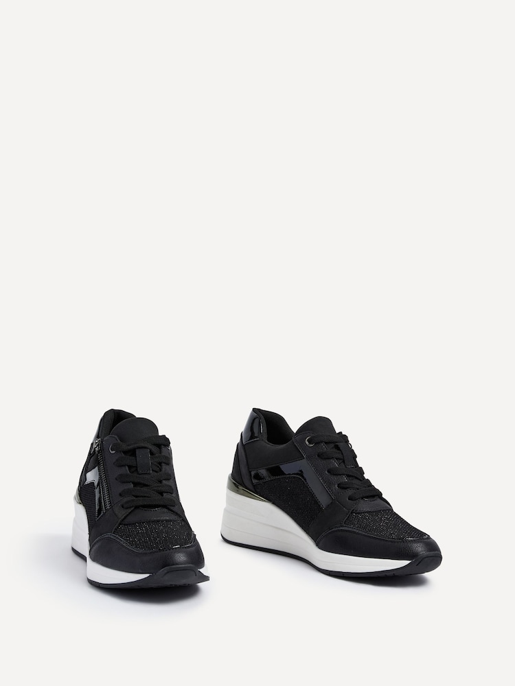 Linzi Black Everett Wedged Trainers With Glitter Detail - Image 6 of 6