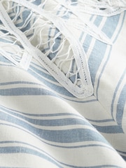 White & Blue Stripe Lace Maxi Summer Dress - Image 8 of 8