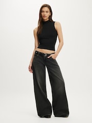 Cotton On Black Low Rise Wide Jeans - Image 1 of 5