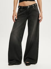 Cotton On Black Low Rise Wide Jeans - Image 4 of 5