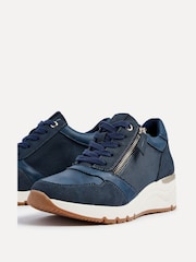Linzi Blue Luca Lace-Up Trainers With Side Zip Detail - Image 4 of 5