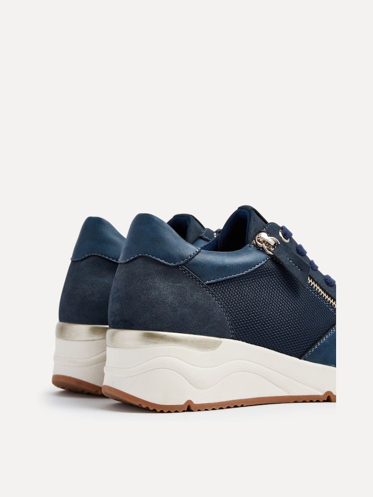 Linzi Blue Luca Lace-Up Trainers With Side Zip Detail - Image 5 of 5