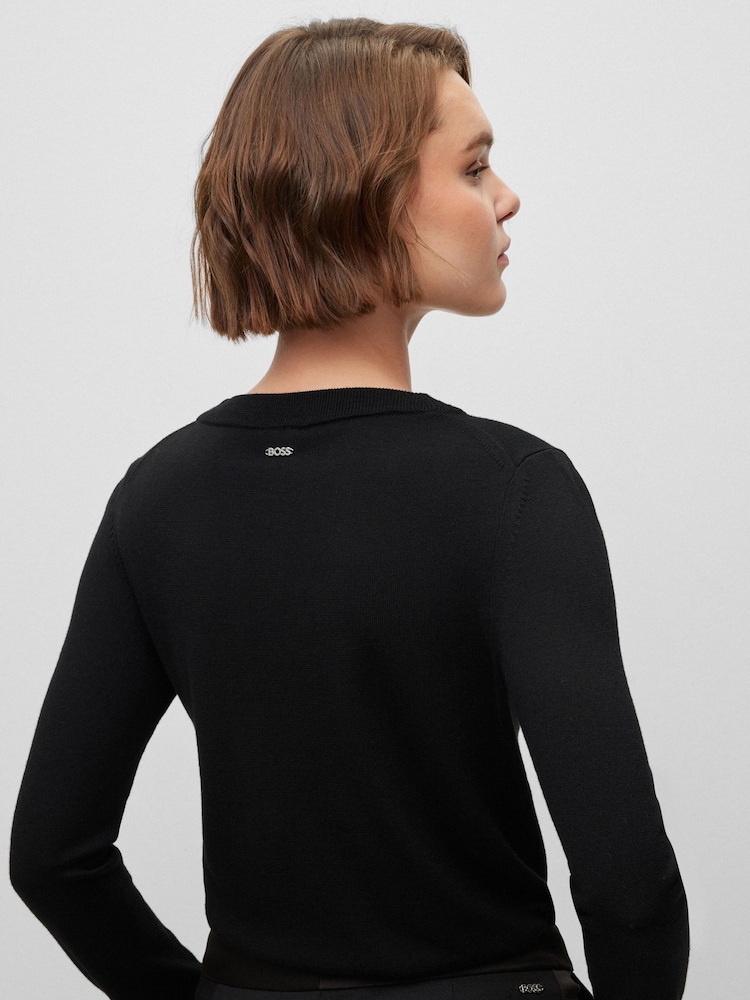 BOSS Black Virgin Wool Crew Neck Jumper - Image 2 of 5