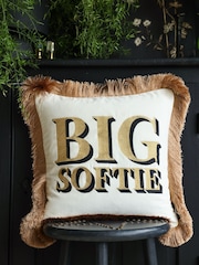 Rockett St George Big Softie Velvet Fringe Feather Filled Cushion - Image 1 of 6