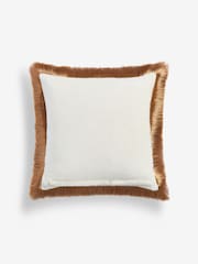 Rockett St George Big Softie Velvet Fringe Feather Filled Cushion - Image 5 of 6