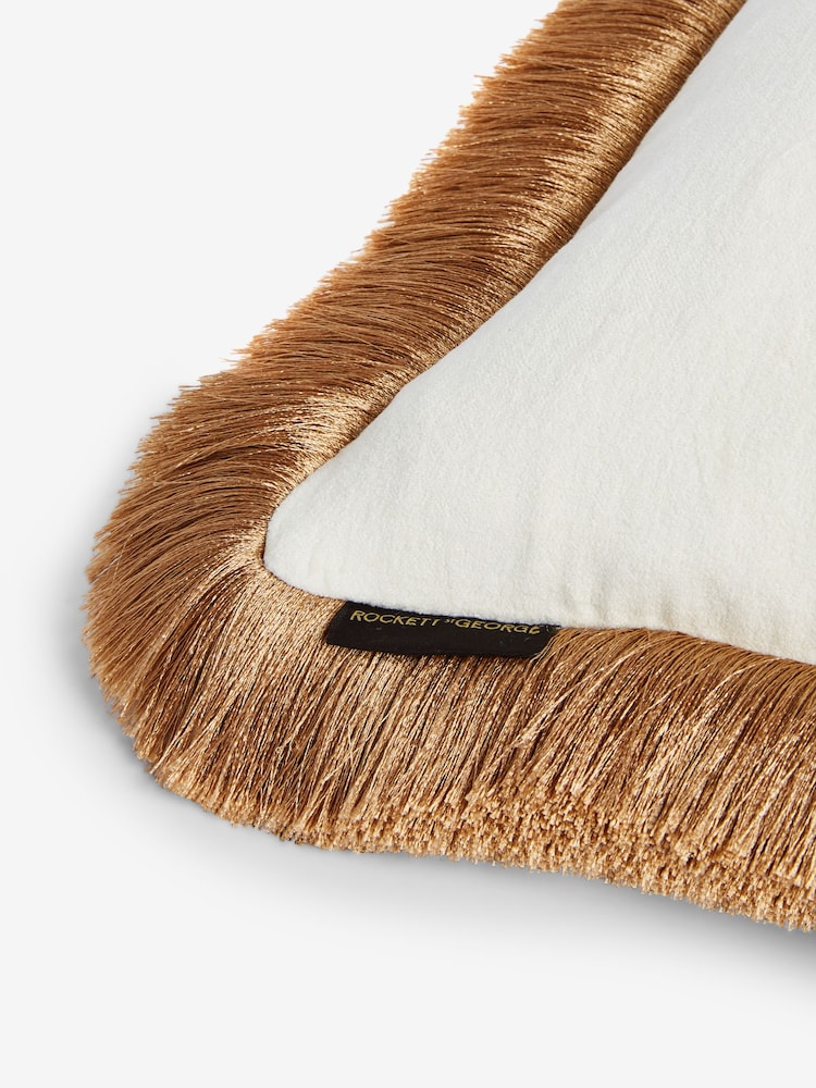 Rockett St George Big Softie Velvet Fringe Feather Filled Cushion - Image 6 of 6