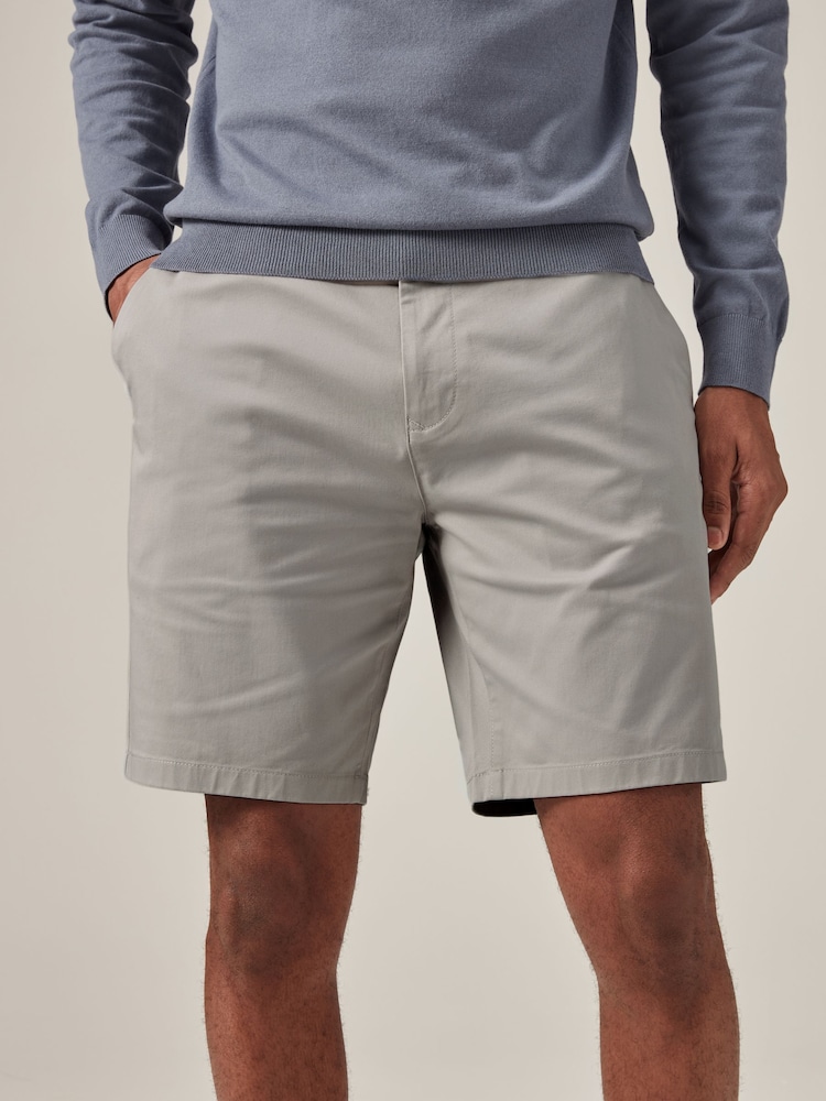 Light Grey Slim Fit Stretch Chinos Shorts - Image 1 of 8