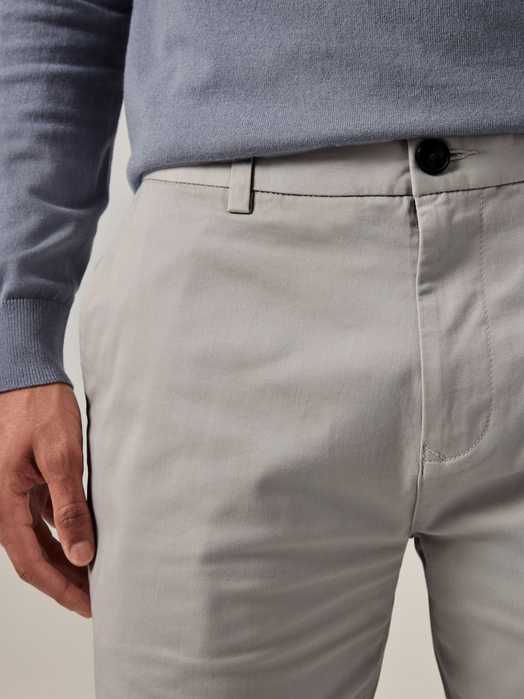 Lichtgrijs - Slim Fit - Chinoshort met stretch - Image 4 of 8